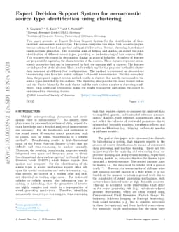Expert Decision Support System for aeroacoustic source type
  identification using clustering