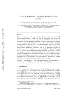SUM: A Benchmark Dataset of Semantic Urban Meshes
