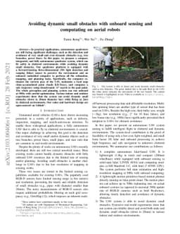 Avoiding dynamic small obstacles with onboard sensing and computating on
  aerial robots