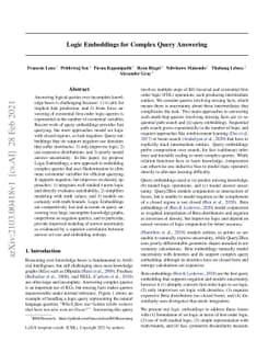 Logic Embeddings for Complex Query Answering