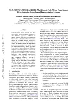 NLP-CUET@LT-EDI-EACL2021: Multilingual Code-Mixed Hope Speech Detection
  using Cross-lingual Representation Learner
