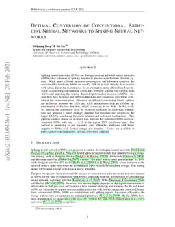 Optimal Conversion of Conventional Artificial Neural Networks to Spiking
  Neural Networks