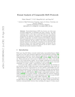 Formal Analysis of Composable DeFi Protocols