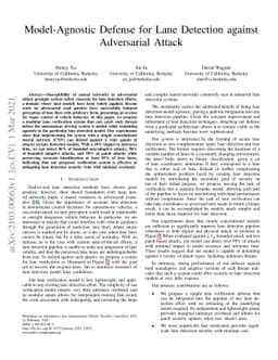 Model-Agnostic Defense for Lane Detection against Adversarial Attack