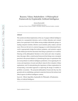 Reasons, Values, Stakeholders: A Philosophical Framework for Explainable
  Artificial Intelligence
