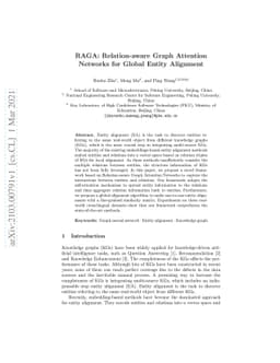 RAGA: Relation-aware Graph Attention Networks for Global Entity
  Alignment