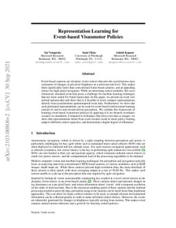 Representation Learning for Event-based Visuomotor Policies