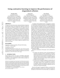Using contrastive learning to improve the performance of steganalysis
  schemes
