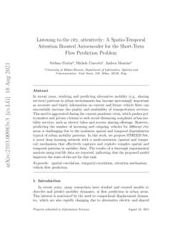 Listening to the city, attentively: A Spatio-Temporal Attention Boosted
  Autoencoder for the Short-Term Flow Prediction Problem