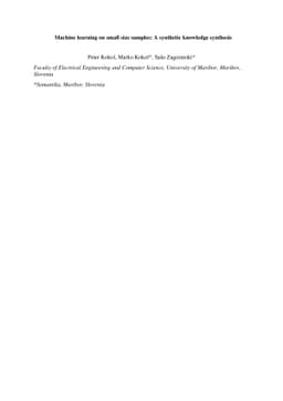 Machine learning on small size samples: A synthetic knowledge synthesis