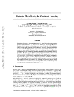 Posterior Meta-Replay for Continual Learning