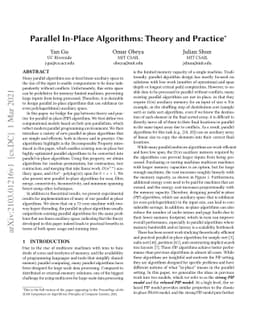Parallel In-Place Algorithms: Theory and Practice