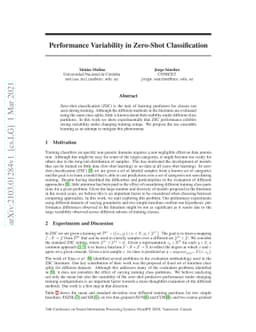 Performance Variability in Zero-Shot Classification