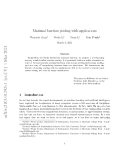 Maximal function pooling with applications