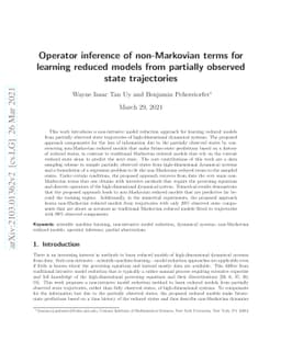 Operator inference of non-Markovian terms for learning reduced models
  from partially observed state trajectories