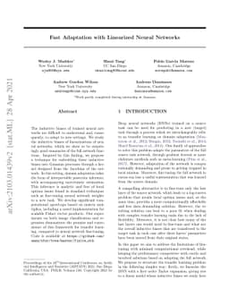 Fast Adaptation with Linearized Neural Networks