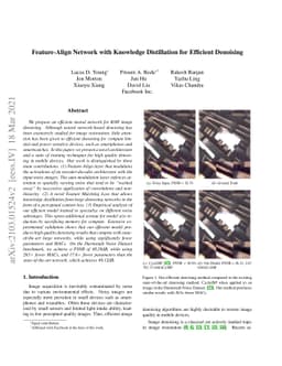 Feature-Align Network with Knowledge Distillation for Efficient
  Denoising