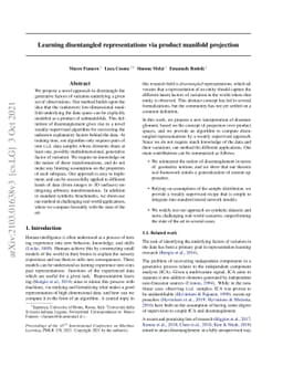 Learning disentangled representations via product manifold projection