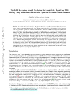 The LOB Recreation Model: Predicting the Limit Order Book from TAQ
  History Using an Ordinary Differential Equation Recurrent Neural Network