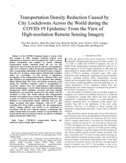 Transportation Density Reduction Caused by City Lockdowns Across the
  World during the COVID-19 Epidemic: From the View of High-resolution Remote
  Sensing Imagery