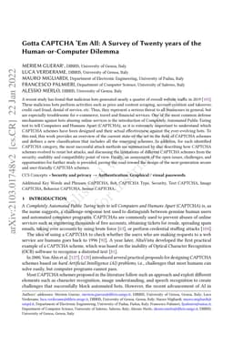 Gotta CAPTCHA Ém All: A Survey of Twenty years of the Human-or-Computer
  Dilemma