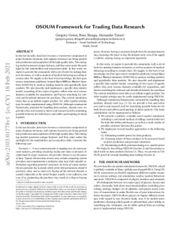 OSOUM Framework for Trading Data Research