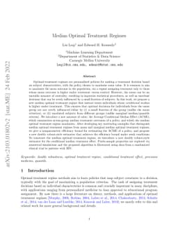 Median Optimal Treatment Regimes