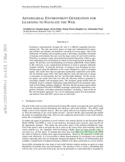 Adversarial Environment Generation for Learning to Navigate the Web