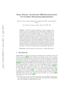 Deep J-Sense: Accelerated MRI Reconstruction via Unrolled Alternating
  Optimization