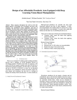 Design of an Affordable Prosthetic Arm Equipped with Deep Learning
  Vision-Based Manipulation