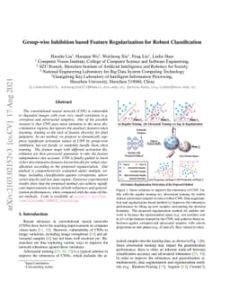 Group-wise Inhibition based Feature Regularization for Robust
  Classification