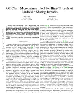 Off-Chain Micropayment Pool for High-ThroughputBandwidth Sharing Rewards