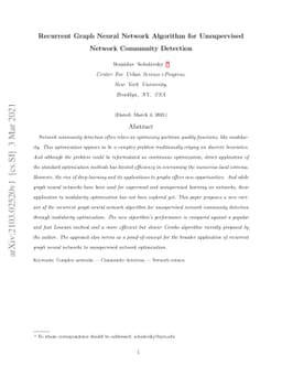Recurrent Graph Neural Network Algorithm for Unsupervised Network
  Community Detection