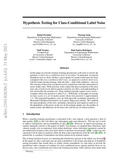 Hypothesis Testing for Class-Conditional Label Noise