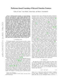Preference-based Learning of Reward Function Features