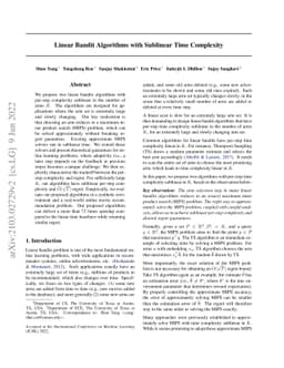 Linear Bandit Algorithms with Sublinear Time Complexity