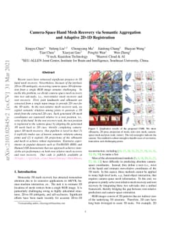 Camera-Space Hand Mesh Recovery via Semantic Aggregation and Adaptive
  2D-1D Registration
