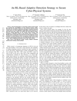 An RL-Based Adaptive Detection Strategy to Secure Cyber-Physical Systems