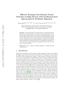 Efficient Training Convolutional Neural Networks on Edge Devices with
  Gradient-pruned Sign-symmetric Feedback Alignment