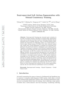 Semi-supervised Left Atrium Segmentation with Mutual Consistency
  Training