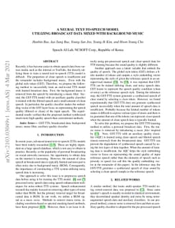 A Neural Text-to-Speech Model Utilizing Broadcast Data Mixed with
  Background Music