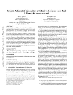 Toward Automated Generation of Affective Gestures from Text:A
  Theory-Driven Approach