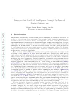 Interpretable Artificial Intelligence through the Lens of Feature
  Interaction