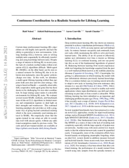 Continuous Coordination As a Realistic Scenario for Lifelong Learning