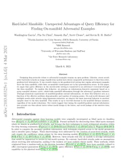 Hard-label Manifolds: Unexpected Advantages of Query Efficiency for
  Finding On-manifold Adversarial Examples