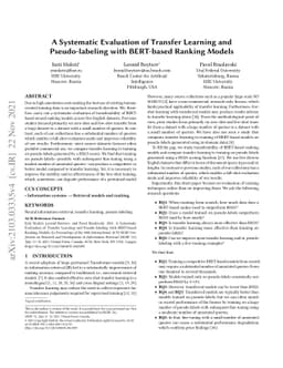 A Systematic Evaluation of Transfer Learning and Pseudo-labeling with
  BERT-based Ranking Models