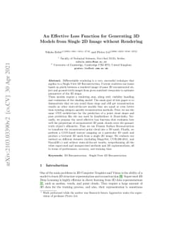 An Effective Loss Function for Generating 3D Models from Single 2D Image
  without Rendering