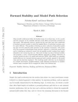 Forward Stability and Model Path Selection