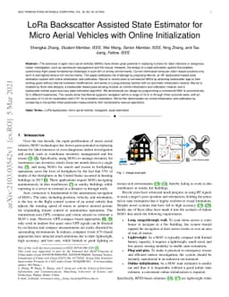 LoRa Backscatter Assisted State Estimator for Micro Aerial Vehicles with
  Online Initialization
