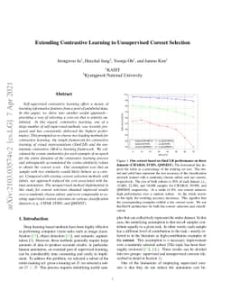 Extending Contrastive Learning to Unsupervised Coreset Selection